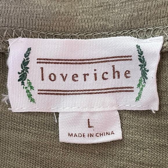 Loveriche Olive Green Oversized Lagenlook Tunic Size L Casual Lounge Comfortable - Picture 7 of 9